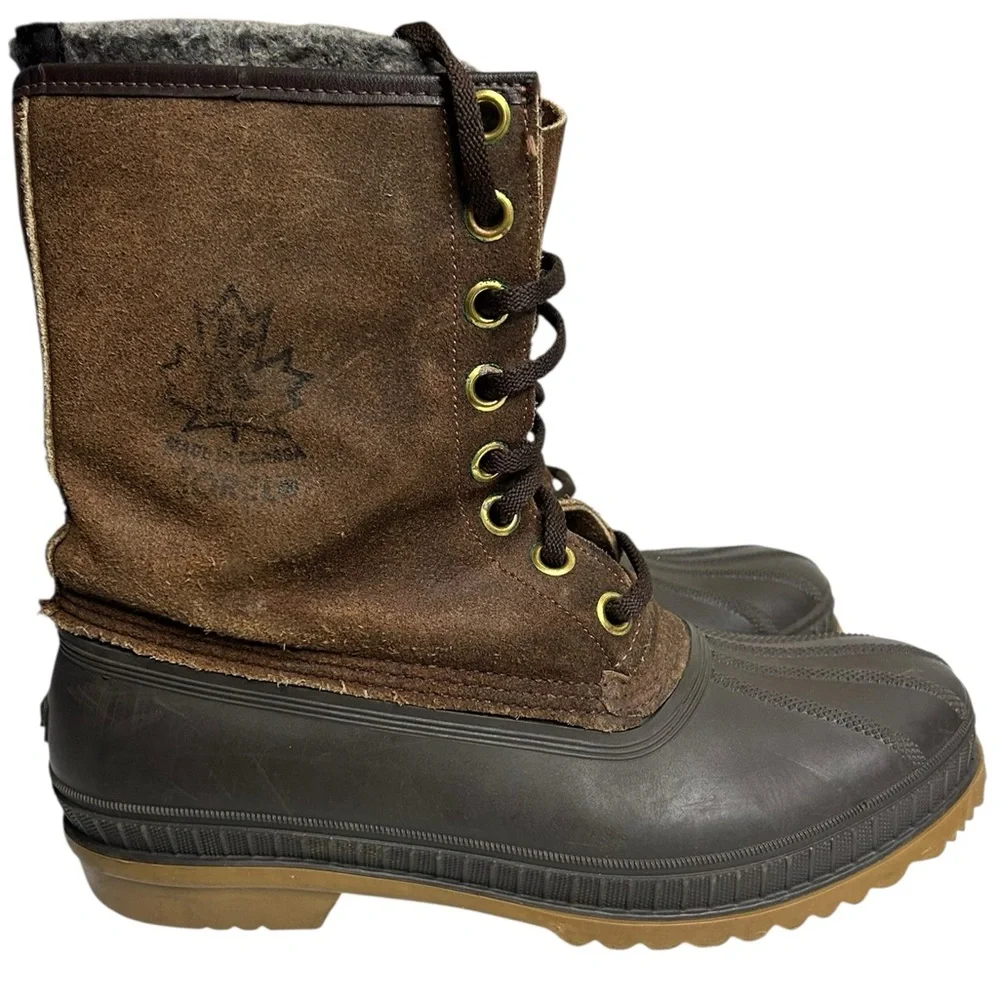 Sorel Men’s 8 Caribou Duck Boots Brown Suede Leather Waterproof‎ Made in Canada